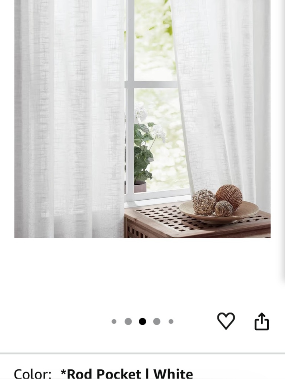 Sheer Linen-Textured Window Curtains - White
